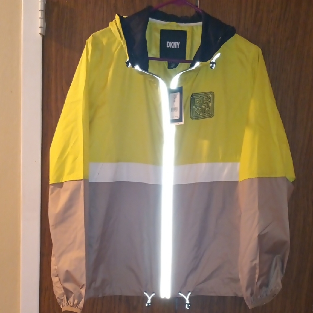 DKNY Yellow and Tan Windbreaker